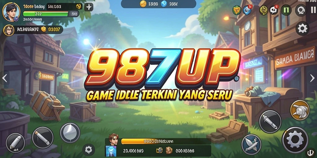 Screenshot gameplay 987UP dengan tampilan karakter dan sumber daya.