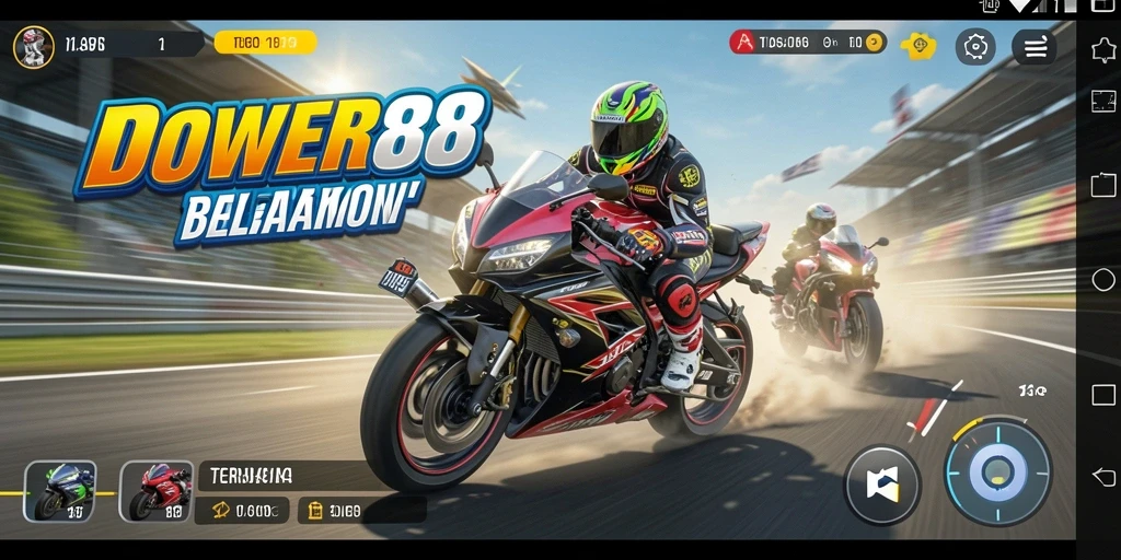 Tampilan permainan balap motor yang seru dan mendebarkan.