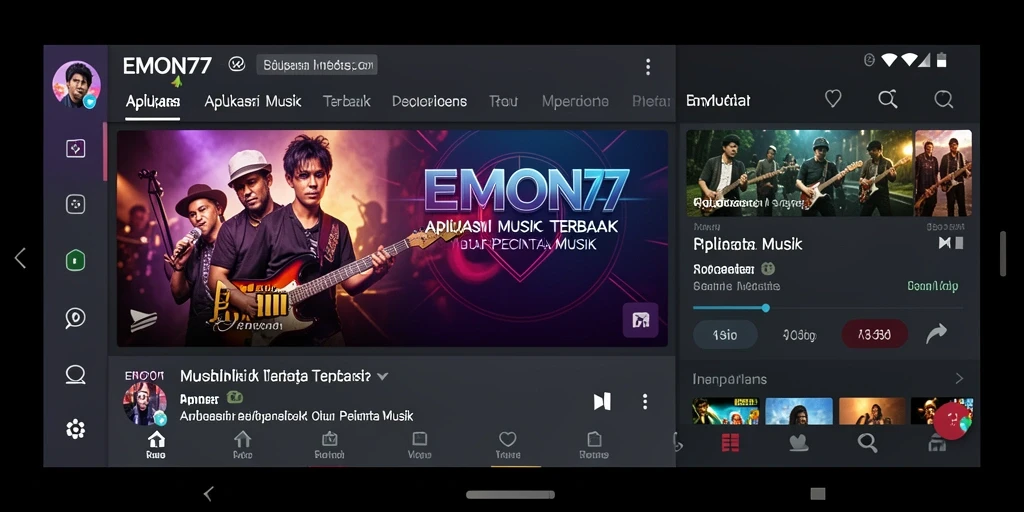 Screenshot gameplay EMON77 menunjukkan pengguna menikmati musik dengan interaktif.