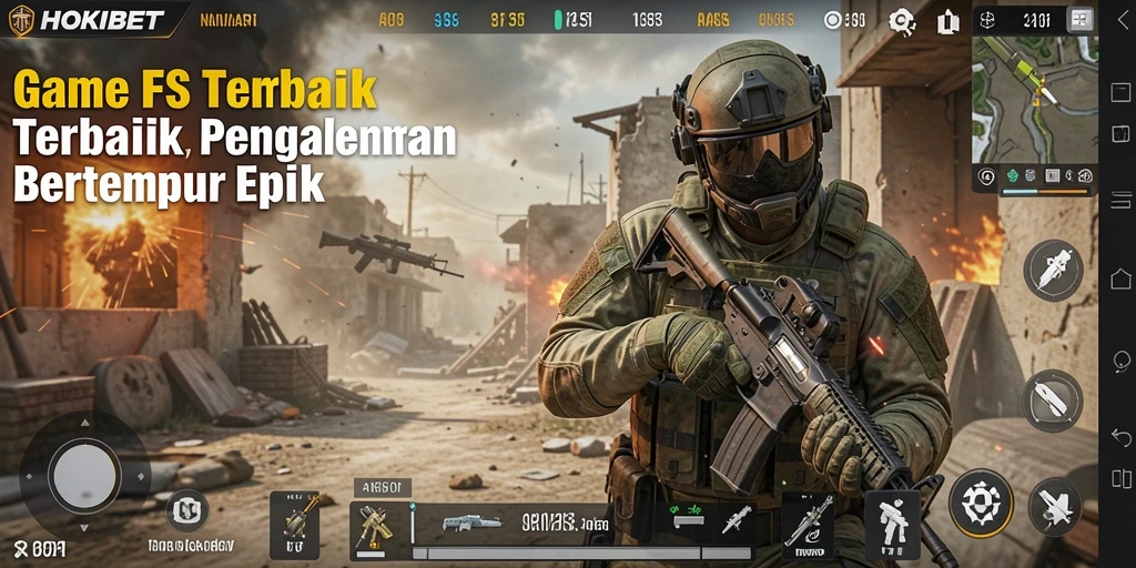 Screenshot HOKIBET menampilkan aksi mendebarkan dalam pertempuran FPS.