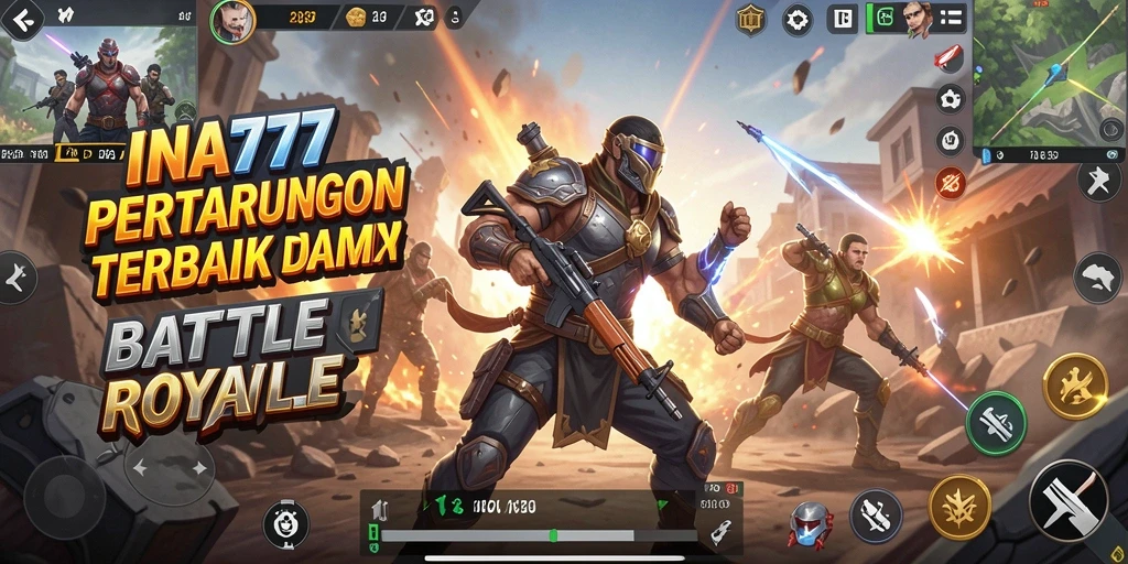 Screenshot gameplay pertarungan seru di arena Battle Royale.