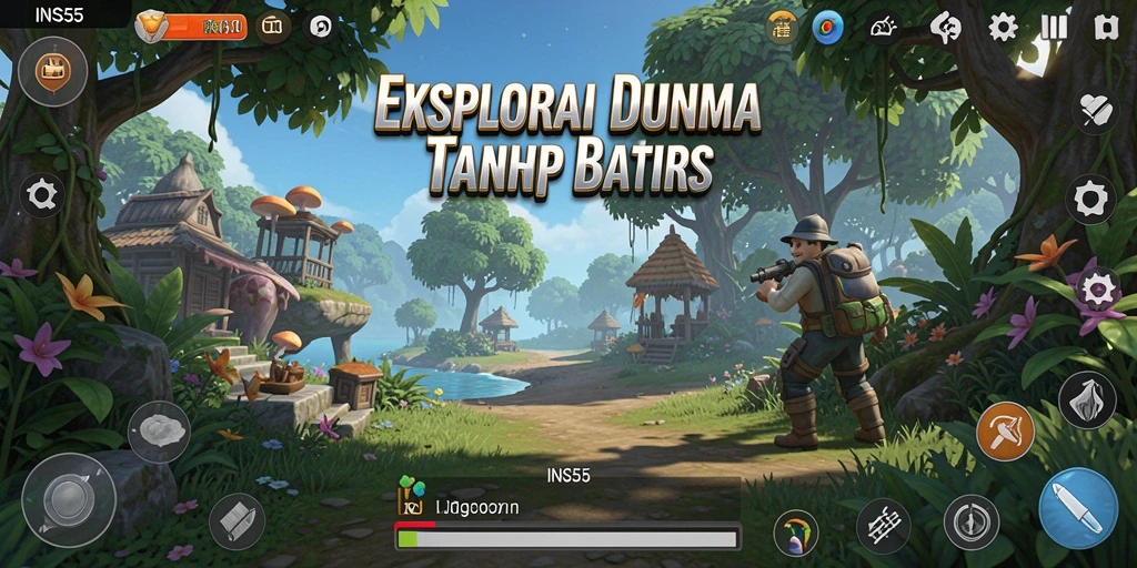 Tangkapan layar gameplay INS55 menunjukkan eksplorasi dunia Open World yang menawan.