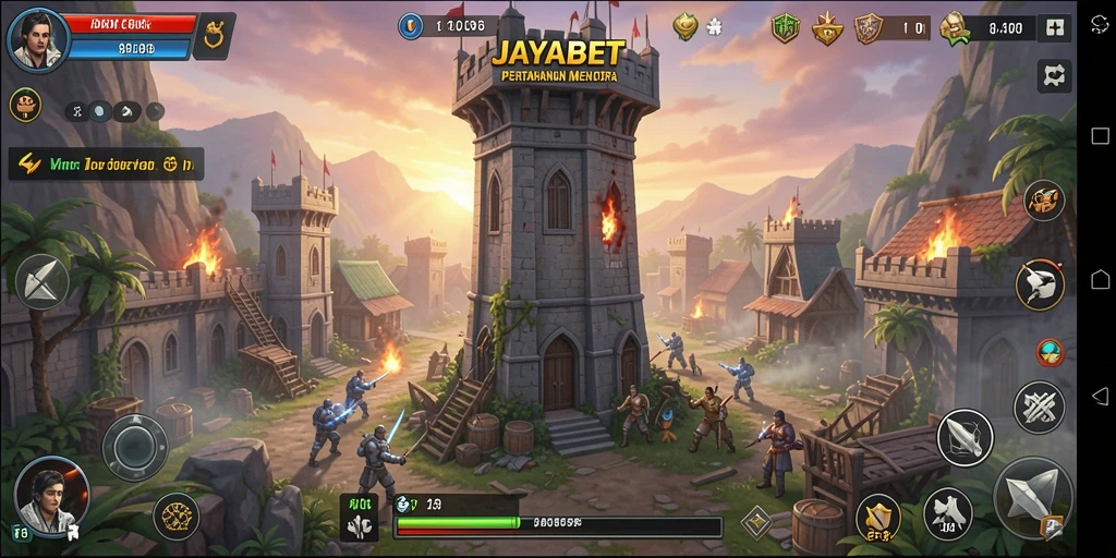 Tangkapan layar JAYABET menunjukkan aksi seru menara bertahan.