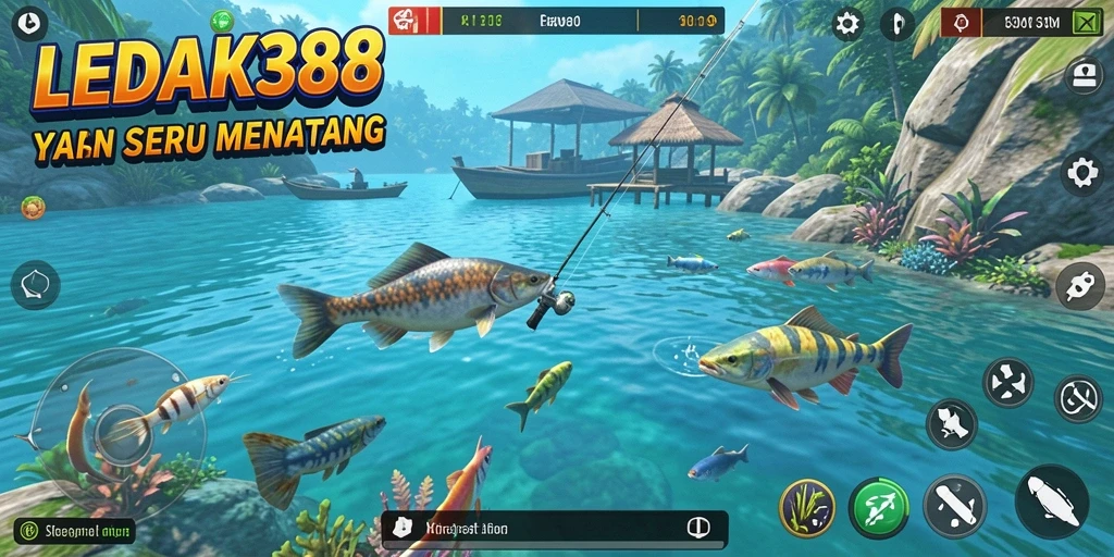 Tampilan gameplay memancing yang seru dan menantang di LEDAK388.