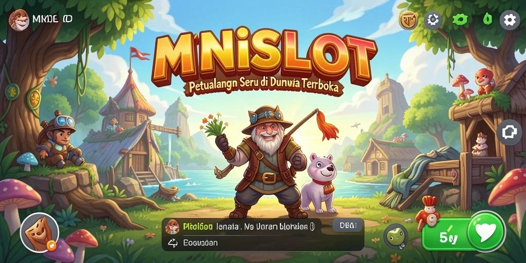 Tangkapan layar gameplay MINISLOT yang menunjukkan eksplorasi dunia terbuka.