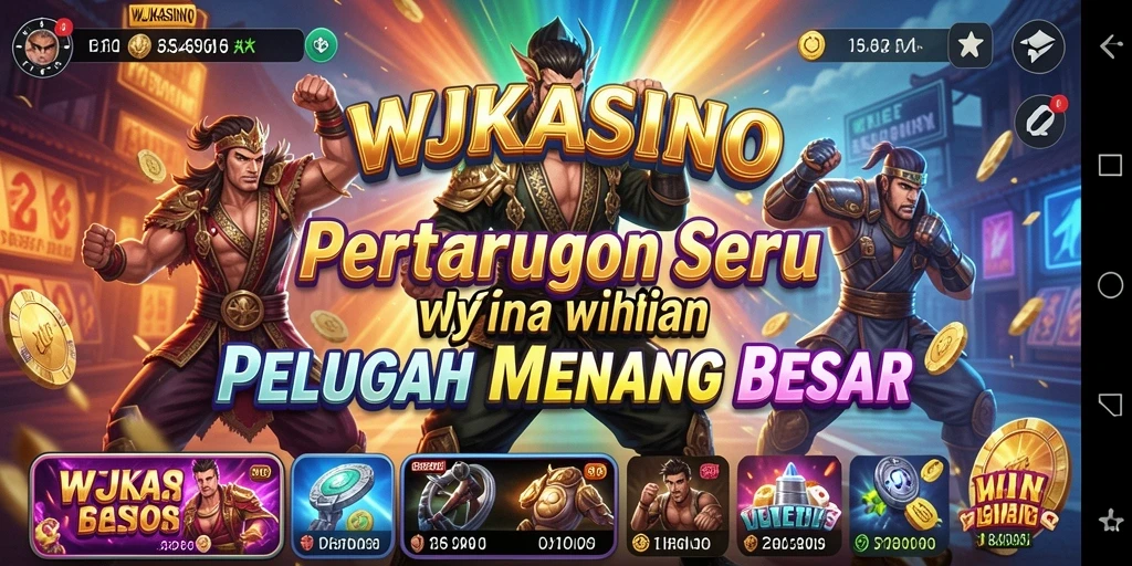 Tangkapan layar menampilkan aksi intens dalam WJKASINO dengan karakter beragam.