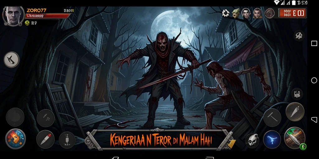 Screenshot menampilkan gameplay ZORO77 yang mencekam.
